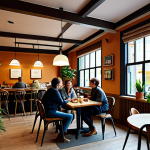 Welcoming Cafe Atmosphere**

"A cozy and inviting café interior, soft lighting, comfortable seating, fully clothed patrons enjoying coffee and conversation, plants adding a touch of nature, professional photography, perfect anatomy, safe for work, appropriate content, modest, family-friendly."

**